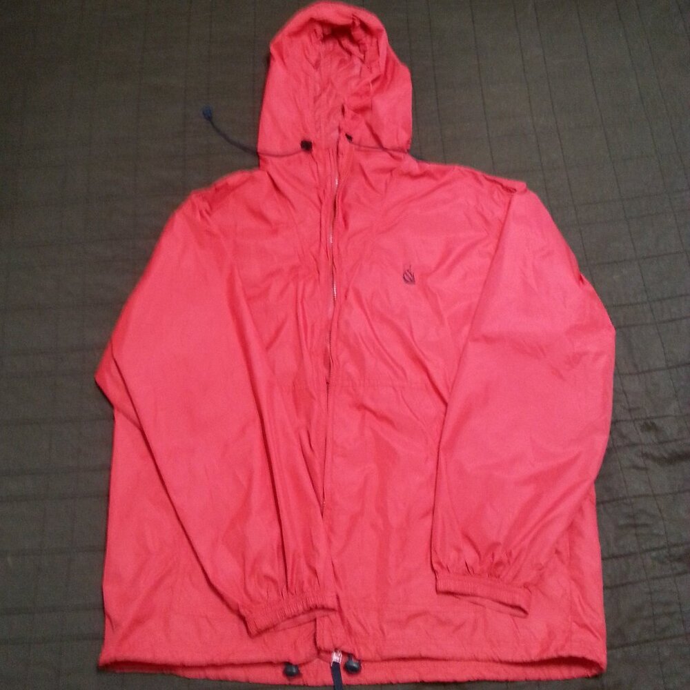 Vintage Nautica Windbreaker Jacket Men's XL 90's Red Streetwear Full Zip Hooded